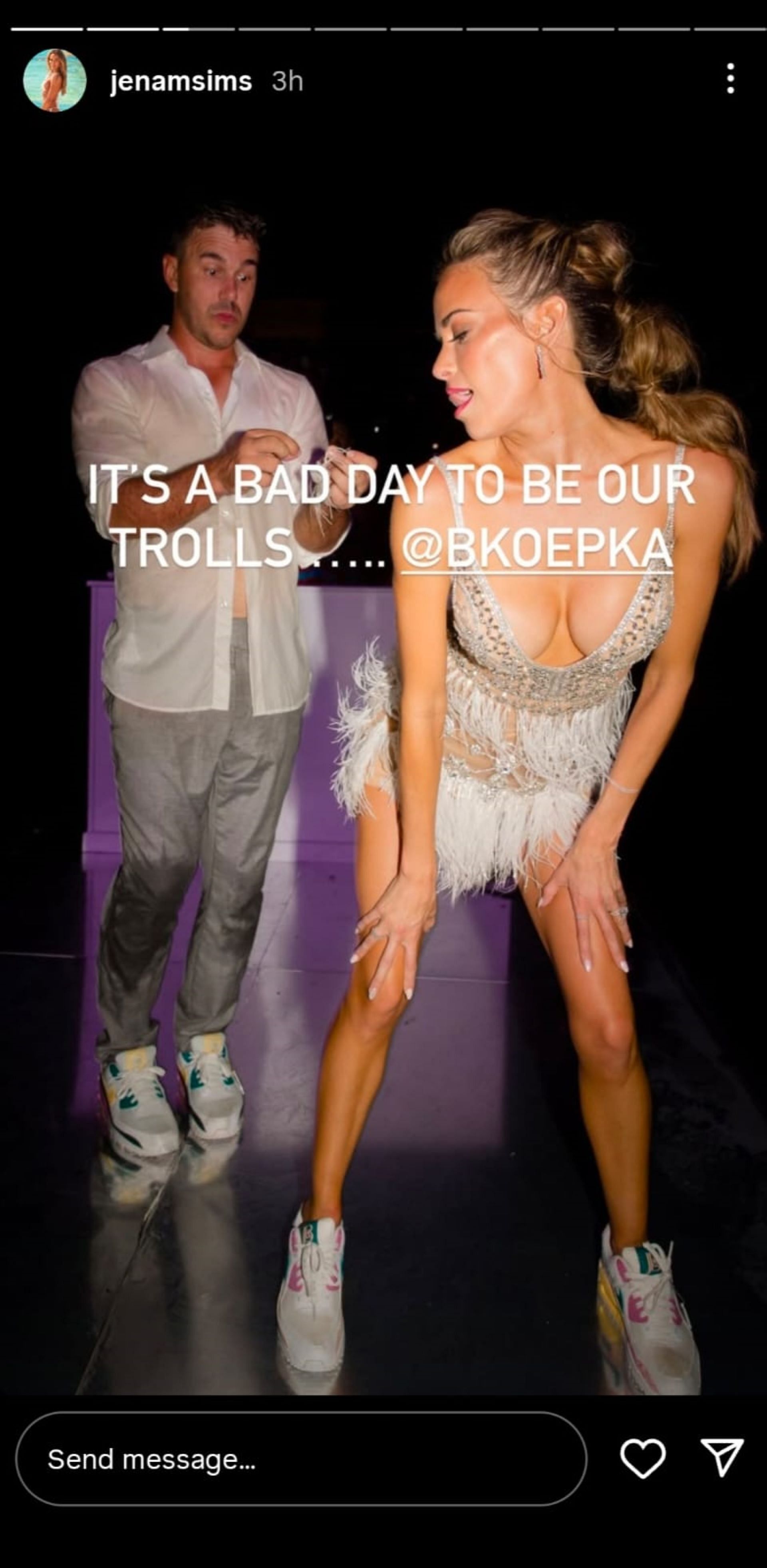 Jena Sims with Brooks Koepka (via @jenasims)